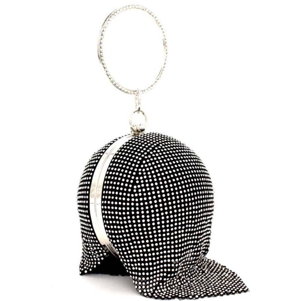 CRYSTAL RHINESTONE BALL-SHAPE CLUTCH